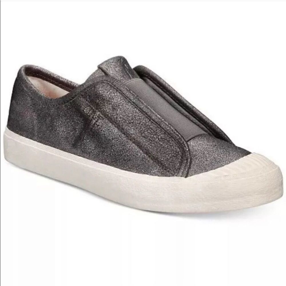 Frye Claudia Slip On Gray leather suede fashion Sneakers flats round toe 8.5